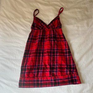 Victorias Secret Pink/Red/Purple Checkered Plaid mini Baby doll dress